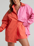 Tracksuit 2022 Shirt Shorts Two Piece Set Green Long Sleeve Top And Mini Shorts Suit Female Summer Lady Fashion