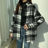 Vintage Plaid Print Thick Long Sleeve BlouseOutfit