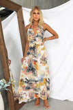 Zingj 24 Spring / Summer Print With V Collar Waist Sexy A-Line Dress