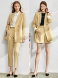 Minimalism Spring Female Offical Lady Blazer Women,Lace Vneck Tanks,High Waist Women's pants Female Shorts