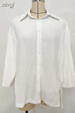 Shirt Women Single Breasted Blouse Ladies Casual Solid Color Oversized Top Women Loose Casual Chemise