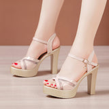 Heels, Thick Heels, Fashionable Sandals, Women's New Thick-Soled Waterproof Platform Size Open-Toed Sandals In Summer