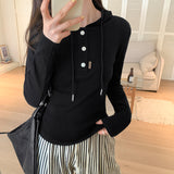 Long-Sleeved T-Shirt Autumn And Winter Korean Version Of Slim Short Bottomed Shirt Minority Design Farewell To Underwear