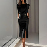 Elegant Workplace Party Button Dress New