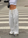 Drawstring Parachute Cargo Pants-Outfit
