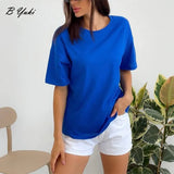 100% Cotton Basic T Shirt Women Summer New Oversized Casual Solid Tee Female Loose Short Sleeve Soft 10 Color