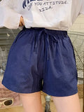 Cotton Women's Shorts Basic Elastic High Waisted Sports Short Pants Women A Line Solid Loose Wide Shorts Student