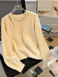 Zingj Retro Lazy Loose Knitted Cardigan Women's Autumn New Minority Foreign Style Sweater Harness Vest Two-Piece