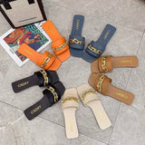 Zingj Large Sandals And Slippers For Women In Summer 2023 The New One-Shaped Metal Chain Is