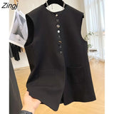 Vests Women New Spring Vintage Basic Sleeveless Outwear Office Lady Leisure M-3XL Loose Temperament Fashion Chic