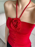 3D Flower Patchwork Halter Tube Tops Off Shoulder Backless Tank 2023 Sexy Women Off Shoulder Ruched Black Mini