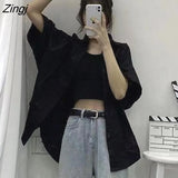 Women Vintage Short Sleeve Summer Sun-proof Newest Teens Harajuku Retro Chic Temperament Tops Cute Classy Clothes