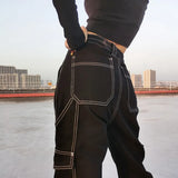 Women High Waist Pants Women Slim Denim Pocket Trouser Elastic Cargo Pant Girl Fashion Jeans Harajuku Style Pants
