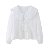 New Spring Doll Tie Casual Loose Solid Color