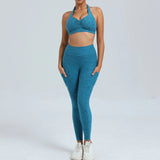 Zingj Adjustable Shoulder Strap Peach Hip Side Pocket V Waist Tights Yoga Fitness Suit-Outfit
