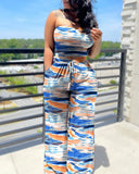 Zingj Hot Style Autumn Slim Sleeveless Strapless Print Women's Jumpsuit