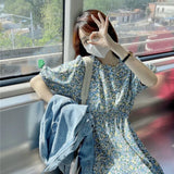 Zingj Break French Dress Female Shassen Is Hepburn Wind With A Long Skirt Female Summer Bottom With Coat Floral Skirt Female-Outfit