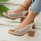 Flower High-Heeled Sandals Women 2025 Summer New Fashion Casual Coarse Sandals