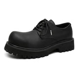 Zingj Shoes Men's Shoes Black Dumb Bright White Head Leather Shoes 2023 New Autumn And Winter Thick Bottom Tide Shoes