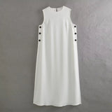 Zingj New Women's Sleeveless Slit Women's Dress Hair
