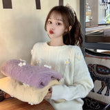 Zingj And Winter Soft Waxy Sweater Female 2023 New Pullover Loose And Gentle Wind Korean Version Soft Milk Blue Bottom Sweater