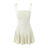 New Pleated Hem Slim Mini Suspender