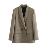 Double-Breasted Suit Jacket 8750331 Plaid Straight Skirt 8917331