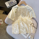 Chinese Style Printed Round Collar Loose T-Shirt 2024 New Fashionable Style Short Summer High-End T-Shirt