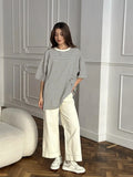 And White Striped Short-Sleeved T-Shirt Women 2025 Spring And Summer New Crash-Colored Loose Collar Casual