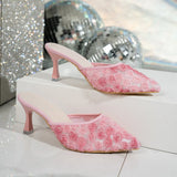 Summer New Summer Fashion Heel Sandals Women Casual Flowers Wearing Pointed Thin And Large-Size
