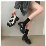 Zingj Lovely Mary Jane Small Leather Shoes Female Spring 2024 New Versatile Heighten Thick Bottom With Skirt Bow-Outfit