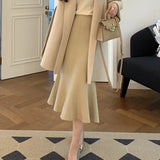 Zingj Waxy Knit Fishtail Skirt Skirt Female Fall Winter Drop Feeling Package Hip Long Skirt With Sweater Knit Skirt Women's