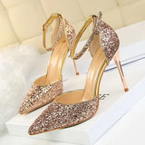 Zingj Thin With High With Shallow Mouth Pointed Hollow Sequins Sexy Nightclub Show Thin A