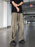 Leopard Print Parachute Trousers Men's Fashion Brand Hiphop Wide-Legged Trousers Loose Straight Tube Trendy
