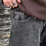 Boy Street Clothing Skateboard Vintage Denim Shorts Original Hip-Hop Cartoon Graphic Denim