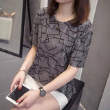 TShirt Summer Women's Casual Short-sleeved T-shirt Printing Cotton Tops Loose Plus Size Leisure Tees L