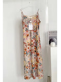 Elegant Floral Print Women Maxi Dress Adjust Spaghetti Strap Women Summer Dress For Vacation 2022 Ins Hot Beach