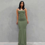 Sleeveless Bodycon Long Skims Dress Women Off The Shoulder Sexy Slim Backless Maxi Dresses Summer Vestidos Mujer