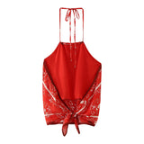 Spring Print Neck-Hanging Blouse
