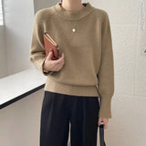 Zingj Collar Soft Waxy Sweater Female Autumn Winter Soft Waxy Lazy Wind Outside Wear Set Head Sweater Inside Build Design Sense Niche