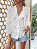 Women's Top Button White Autumn Dress Lady Shirt Fashion