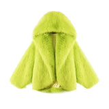 Neon Faux Fur Hooded Coat- Outfit