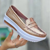 Casual Single Shoes Women's Autumn Solid Color Round Head Low-Top Belt Buckle Soft-Soled Work Shoes Beans