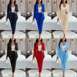 Hot Selling Sexy Wind Women's Wear For Solid Color Suit Collar Double Breasted Casual Suit