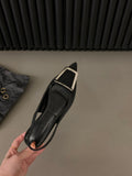 Zingj Flat Black Head Sandals Fairy Shoes 2023 New Spring And Summer Pointed Rhinestone Temperament Single