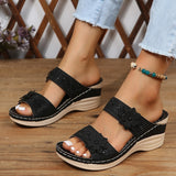 2025 Flower Sandals Women's Shoes Line Leisure Vacation Beach Slope And Comfortable Large