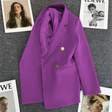 Zingj Purple Small Suit Jacket Female 2024 Spring And Autumn New Korean Version Web Celebrity Temperament Small Casual
