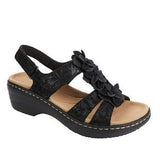 Zingj Summer Sandals New Hollowed-Out Slope Heel Fish Mouth Flowers Leisure And Comfortable Sandals Women's Size