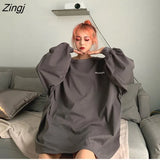 Women Harajuku Chic BF Stylish Teens Streetwar Autumn Simple Letter Design Long Sleeve Girls Tshirt Tops Tee
