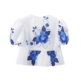 Spring Lapel Lace Printed Shirt